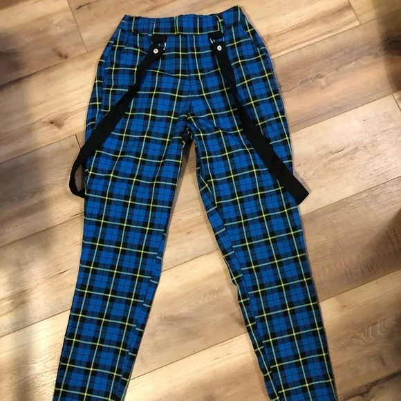 Hot Topic Pants Jumpsuits Hot Topic Blue Black Yellow Plaid